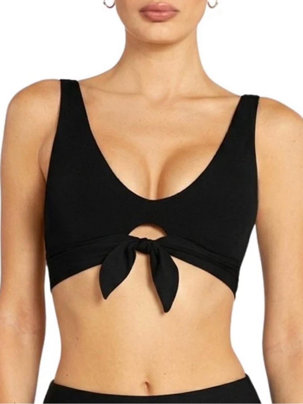 Robin Piccone Black Tie-Front Bikini Top